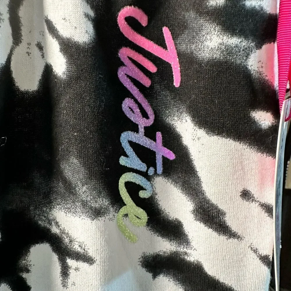 NWT Justice Girls Black White Tie Dye Joggers - Size Small
